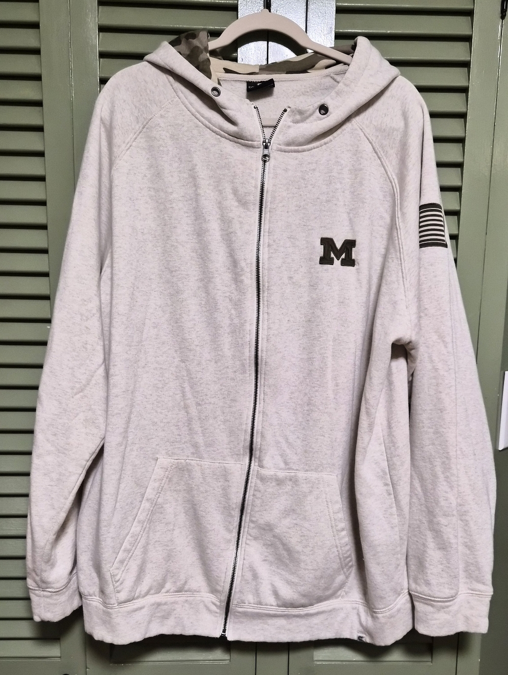 Mens 3xl Colosseum Michigan Wolverines Cream Grey Heather Zip Up Hoodie